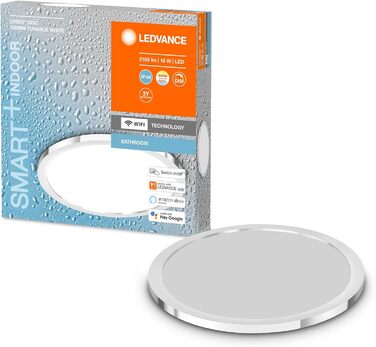 LEDVANCE Smart LED Bathroom Lamp white, 1200LM, 3000-6500K, 300mm x 70mm, IP44, Orbis Bath Bathroom Light with Wifi Technology, dimmable, controllable via app and voice assistants (Chrome, 30cm, Disc)