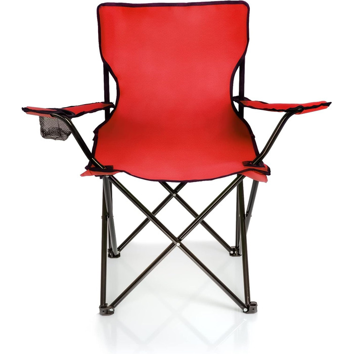 Крісло для риболовлі BigDean, складане, з підстаканником та сумкою - крісло для кемпінгу, риболовлі, саду (червоне)