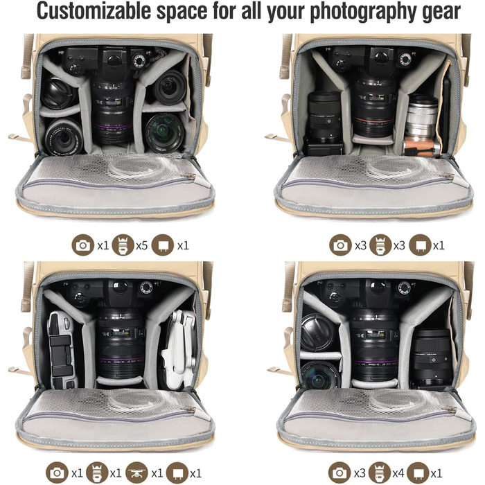 Рюкзак для камери XAMOREST Khaki: професійний, водонепроникний, для DSLR/SLR/беззеркальних камер