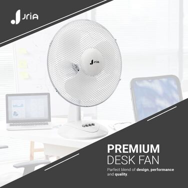 Турбо вентилятор настільний з регулюванням кута нахилу, 30 см, 3 швидкості, осциляція 90°, білий