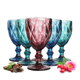 6 кольорових келихів для вина Sendez 300 мл з рельєфом (червоне та біле вино)