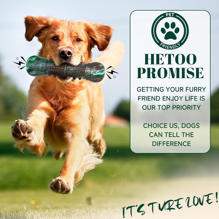 HETOO Dog Toy, Indestructible, Robust, Squeaky, Chew Toy for Aggressive Chewers, Large and Medium Dog Breeds, Dental Care