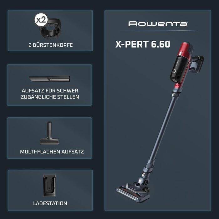 Пылесос Rowenta X-Pert 6.60 Animal: аккумуляторный, без мешка, для уборки шерсти домашних животных, с LED-насадкой, RH6878
