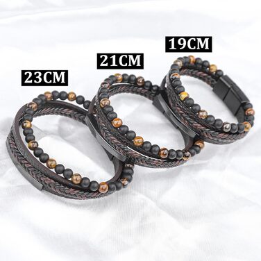 Чоловічий шкіряний браслет: стильний аксесуар для чоловіків. Браслет на руку з натуральної шкіри, 19-23 см, коричневий/чорний. Ідеальний подарунок на День батька.