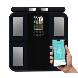 Аналітичні ваги для ванної кімнати, 8 електродів, білі — Визначення складу тіла, Bluetooth, Додаток, до 180 кг