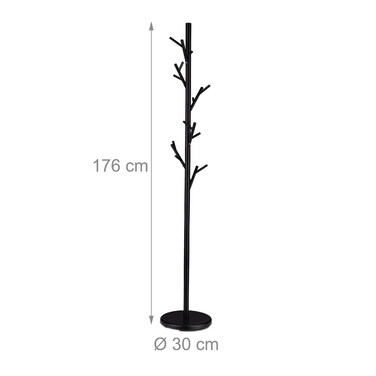 Relaxdays Black Tree-Shaped Coat Rack