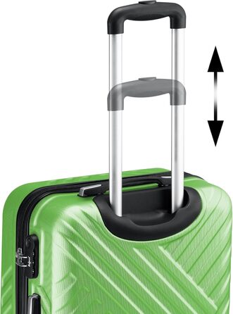 Набір валіз Zelsius 3 шт., Чорний | ABS валізи з кодовим замком, подвійними колесами та внутрішнім роздільником | Ручна поклажа, набір валіз з жорсткою оболонкою 3 шт., Trolley, велика валіза, Luggage Set (Зелений)