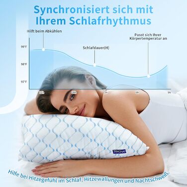 Подушка з піни Memory Foam Blaue Welle 40x80 см: Охолоджуюча ортопедична подушка для сну на боку