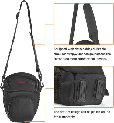 Водонепроникна сумка для камери FOSOTO з дощем.іком для DSLR/SLR Canon Sony Nikon Fujifilm. Сумісна з об'єктивом та спалахом. Чорна.