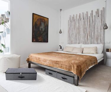 Складана коробка для зберігання під ліжком, 90x42x18 см, чорно-сіра (2 шт.)