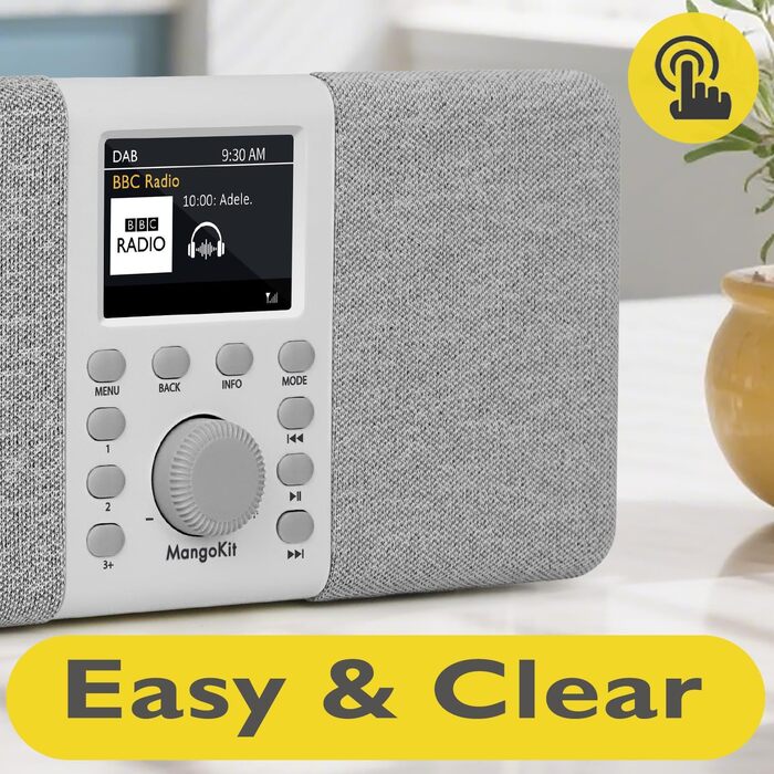Радіоприймач MD5 Stereo DAB+ з Bluetooth, сірий - цифрове радіо DAB, FM, годинник, будильник