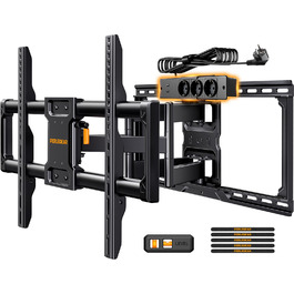 Настінна кріплення для телевізора Perlegear з розеткою, 42'-90', 68 кг, VESA 600x400 мм, PGLF11 (оновлена версія)