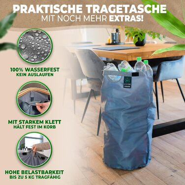 Deposit bottle collection container with lid and carrying bag | Deposit container with holes, rotatable | Ideal deposit bottle storage, empty container collection container, bottle collector (Gray)
