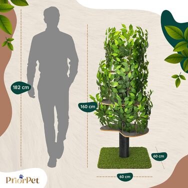 Дерево для котів Kratzbaum Natur - багатоярусне, з можливістю заміни листів, 160 см. Безпечні матеріали, міцне та запатентоване.