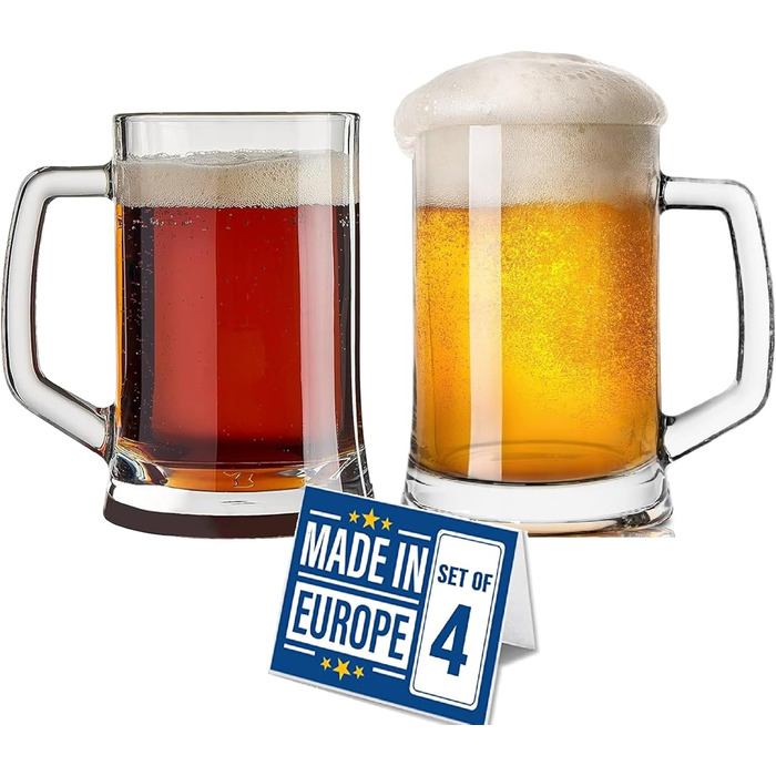 Набір з 6 склянок для пива Premium Pint, 570 мл, без свинцю. Ідеально для крафтового пива, води та напоїв.