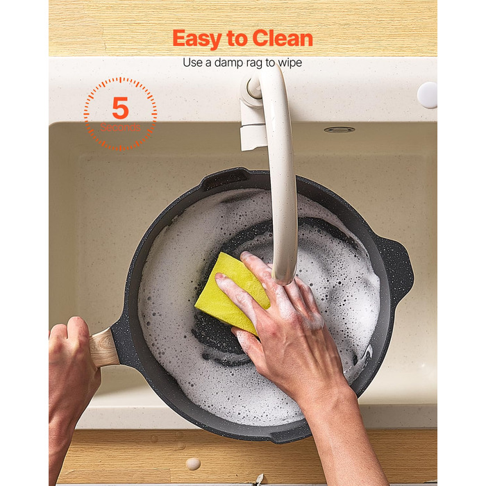 Набір каструль та сковорідок VEVOR з індукційним покриттям (17 предметів) з кришками з термостійкого скла, антипригарне покриття, для кухні, кемпінгу, приготування соусів та тушкування (чорний)