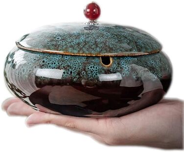 Керамічний попільничка з кришкою, вітрозахисний, для сигарет, внутрішнє та зовнішнє використання, для офісу та дому, блакитний