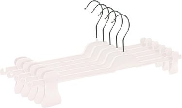 Вішалки для штанів RSR-Hangers® білі, 20 шт, XL PUC, пластикові пліччики з регульованими протиковзкими затискачами, 42 см, поворотний гачок 360°, Made in Germany