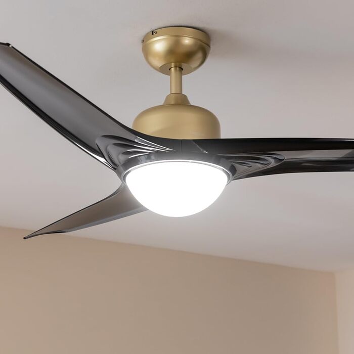 Стельовий вентилятор Cecotec EnergySilence Aero 470 106 см з пультом, 3 швидкості, чорний + функція зворотнього обертання (132 см, золотисто-чорний)