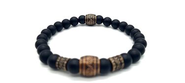 Браслет Вікінг Onyx 8mm | Ручна робота | Браслет з перлин | У подарунковій коробочці (16, Onyx) 16 см