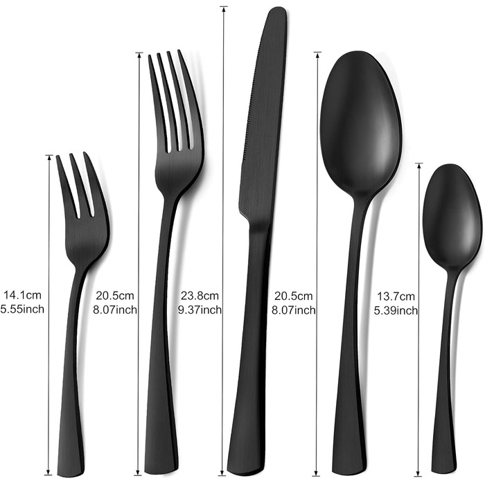 Bestdin Cutlery Set, 6 Persons, 30-Piece Stainless Steel Cutlery Set, Matte Black, Dining Cutlery Set with Knife, Fork, and Spoon, High-Quality Stainless Steel, Dishwasher Safe.