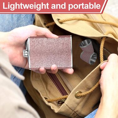 Фляга з нержавіючої сталі з воронкою та 2 склянками для шнапсу, рожевий стакан для шотів, портативна фляга, пляшка для віскі, шкіряна 8oz/240ml, для подорожей, вечірок, кемпінгу, подарунок