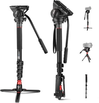 NEEWER 71.6' професійний монопод для камери з вуглецевого волокна, для DJI RS, Manfrotto, максимальне навантаження 6 кг, TP71 (GM76)