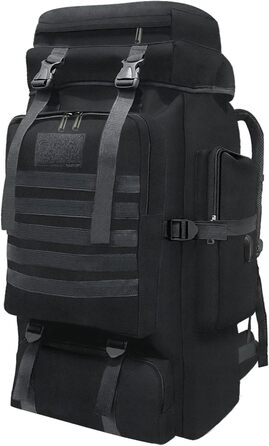 Wesoke 80L тактичний туристичний рюкзак MOLLE, водонепроникний, військовий, для походів і подорожей, велика місткість, чорний