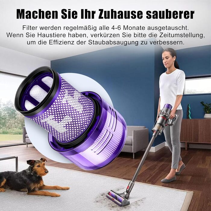 Фільтр HEPA для пилососа Dyson V12 Detect Slim (971517-01) - 3 шт + Щітка для очищення