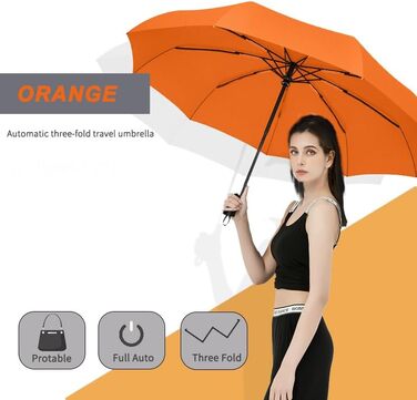 Зонт дорожній автоматичний SIEPASA, компактний, чорний у горошок (S-orange)