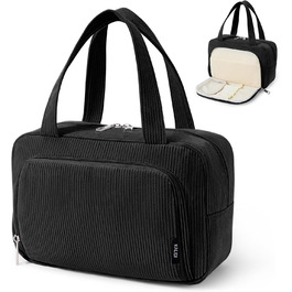 Косметичка для жінок Kalidi з багатьма відділеннями та відділенням для пензликів - велика органайзер для макіяжу та косметики, валіза, чорно-зелений колір