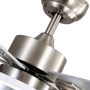 Стеляний вентилятор FINXIN з LED-лампою 132/122 см для спальні, вітальні, їдальні. В комплекті: мотор, пульт керування. (132 см, 5 лопатей) (Брашований нікель, 122 см, 4 лопаті)