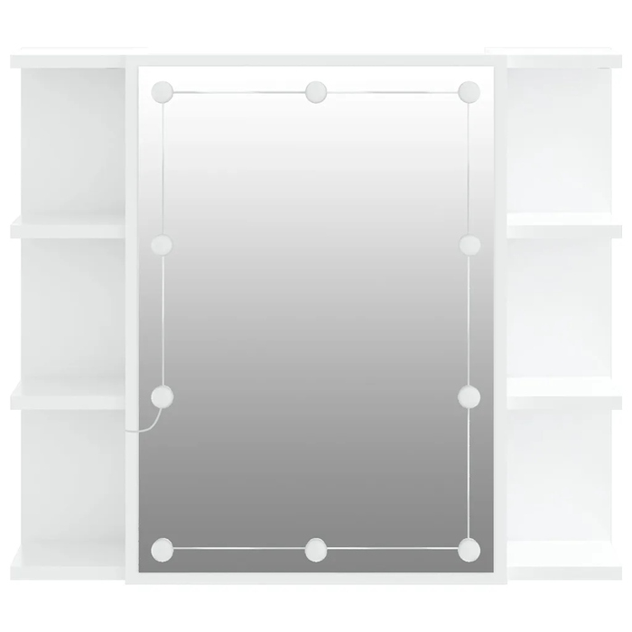 Шафа у ванну кімнату з дзеркалом та LED-підсвіткою, біла, 70x16,5x60 см