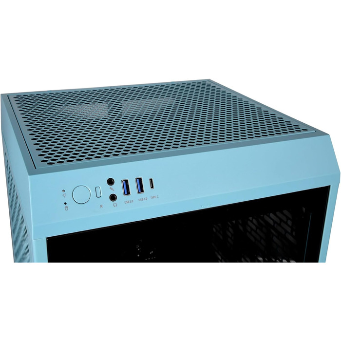 Корпус Thermaltake The Tower 200 Turquoise Mini-ITX з вертикальним розташуванням, загартоване скло, 2x CT140 вентилятори, підтримка AIO 280мм, GPU до 380мм