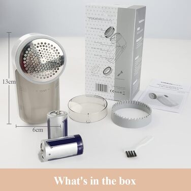 TOUCHBeauty Фільтр для ворсу, видалення клубочків, тканинний бритва - видаляє ворс, клубки та ворсинки, працює від батарейки, сірий