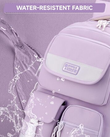 Рюкзак для підлітка, шкільний рюкзак для дівчинки з багатьма відділеннями, для учнів 3-5 класів, середньої та старшої школи, нейлоновий рюкзак для подорожей та відпочинку (фіолетовий)