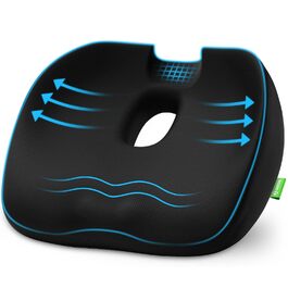 Ортопедична подушка для сидіння AUVON для геморою та болю в куприку: ергономічна подушка з отвором U-подібної форми для офісного крісла, авто, вагітності та болю в сідниці, чорна