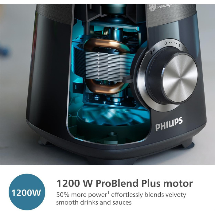 Philips 5000 Series Mixer – 1200W Motor • ProBlend Plus Technology • Dishwasher-Safe Parts • Automated Cleaning • 2L Capacity • Black (HR3041/00) 1.4Kg (6 portions) Wi-Fi Connection