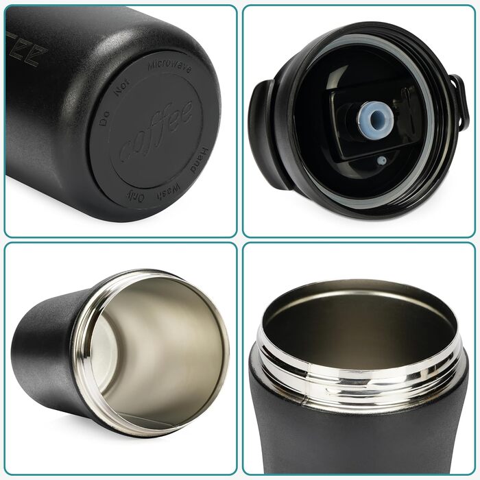 Термокружки Belle Vous 2 шт. з нержавіючої сталі 400 мл - з трубочками та кришками, для гарячих та холодних напоїв