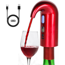 Electric Wine Aerator Dispenser, Electric Smart Decanter with Rechargeable USB Port, Electric Wine Decanter and Wine Dispenser Pourer, Wine Gift for Mother and Wife (Red01)