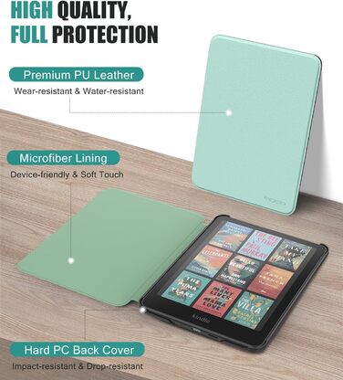 Чохол MoKo для Kindle Paperwhite 2024 (12-го покоління) та Kindle Colorsoft Signature Edition 2024, з авто-ввімкненням/вимиканням, джинсовий, зелений (w-Agave Grün)