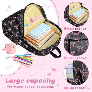 Жіночий рюкзак для ноутбука, шкільний рюкзак, легкий та стильний, чорний/рожевий