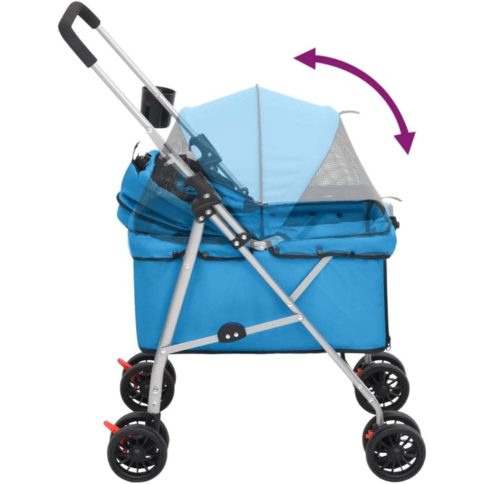 ВідаXL Переноска для собак, візок для собак, складаний, 76x50x100 см, Оксфорд, блакитний