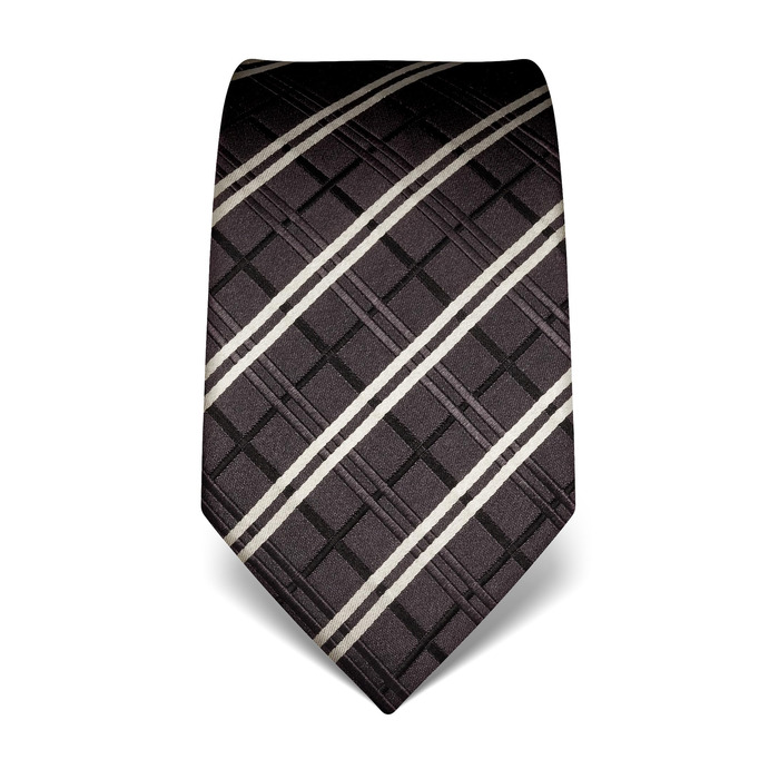 Краватка чоловіча Vincenzo Boretti, шовк, клітинка, антрацит, 8 см - для костюма та сорочки, діловий стиль, весілля
