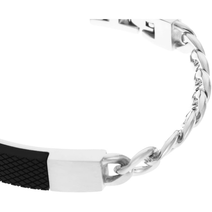 Чоловічий браслет Fossil з нержавіючої сталі або шкіри з застібкою-метеликом. Срібний та чорний колір.