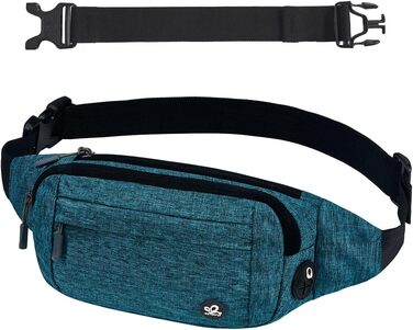WATERFLY Поясна сумка на пояс для чоловіків та жінок: спортивна сумка на талію, Bum Bag, Hip Bag, Waist Fanny Pack з подовжуваним ремінцем для подорожей, піших прогулянок, дресирування собак, активного відпочинку на природі, блакитний колір