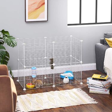 Клітка для дрібних тварин SONGMICS LPI01H, металева, 143 x 73 x 46 см, біла