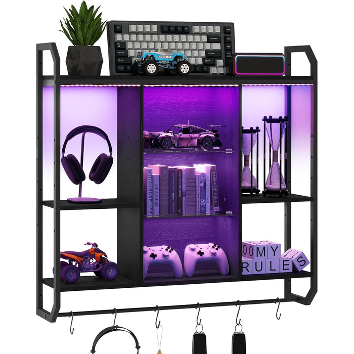 Стильне металеве вітрина для вина з LED-підсвічуванням на стіну, 3 яруси, чорний колір, для бару, кухні, вітальні, ресторану, 20x80 см