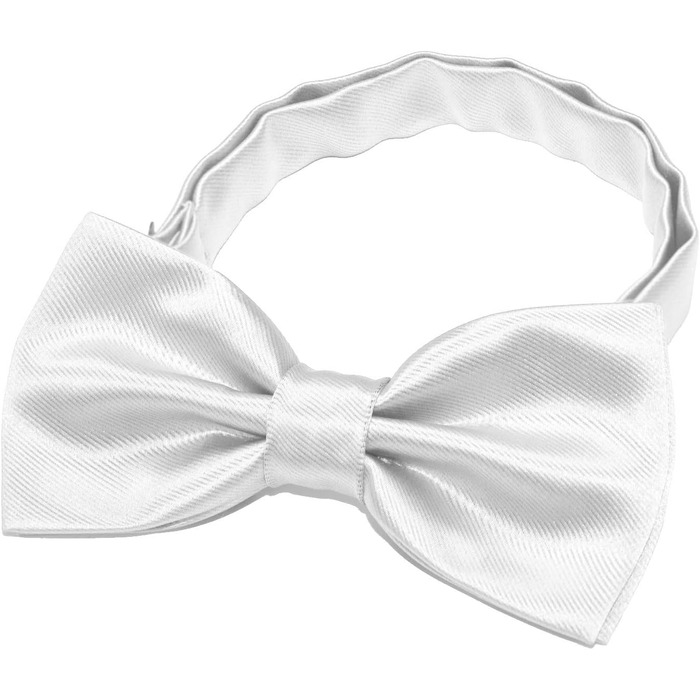 Метелик чоловічий JEMYGINS регульований, шовковий, однотонний (білий) + Манжети + Хустинка в подарунковій коробці