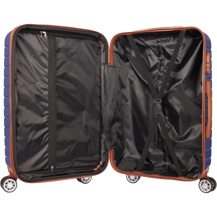 Набір валіз BruBaker Paris з трьох частин (M, L, XL) з жорстким корпусом, коліщата та замком-кодом. Валізи-тролі (M, L, XL) блакитного та коричневого кольорів.